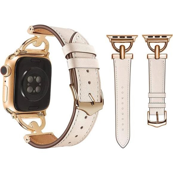 NEW Beige/Rose Gold Luxury Apple Watch Band - Picture 1 of 5